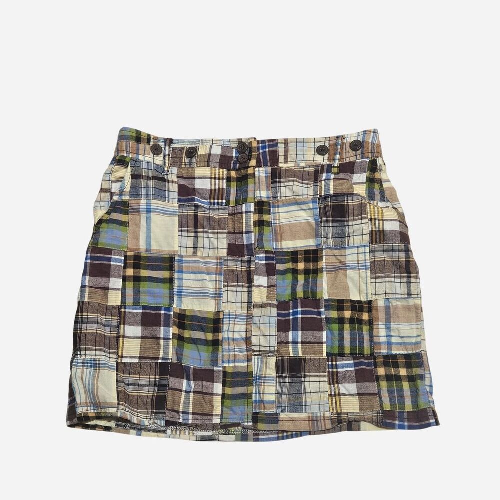 y2k plaid patchwork mini skirt